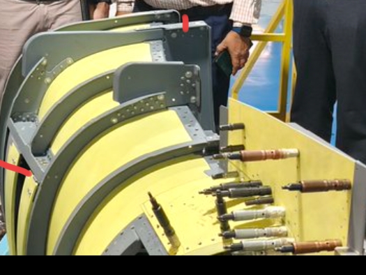 Detailed view of a naval mechanical structure aboard a vessel